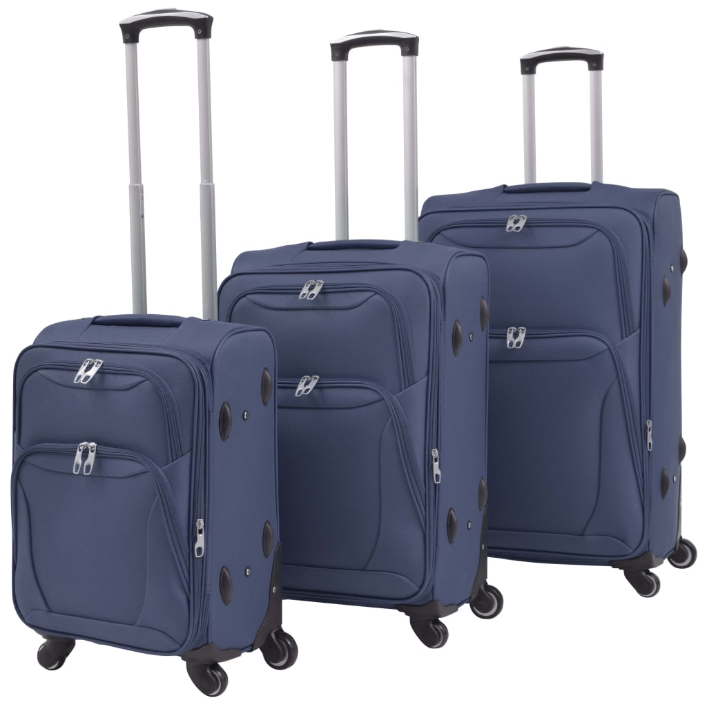 vidaXL Set de trolere din material textil, 3 buc, bleumarin