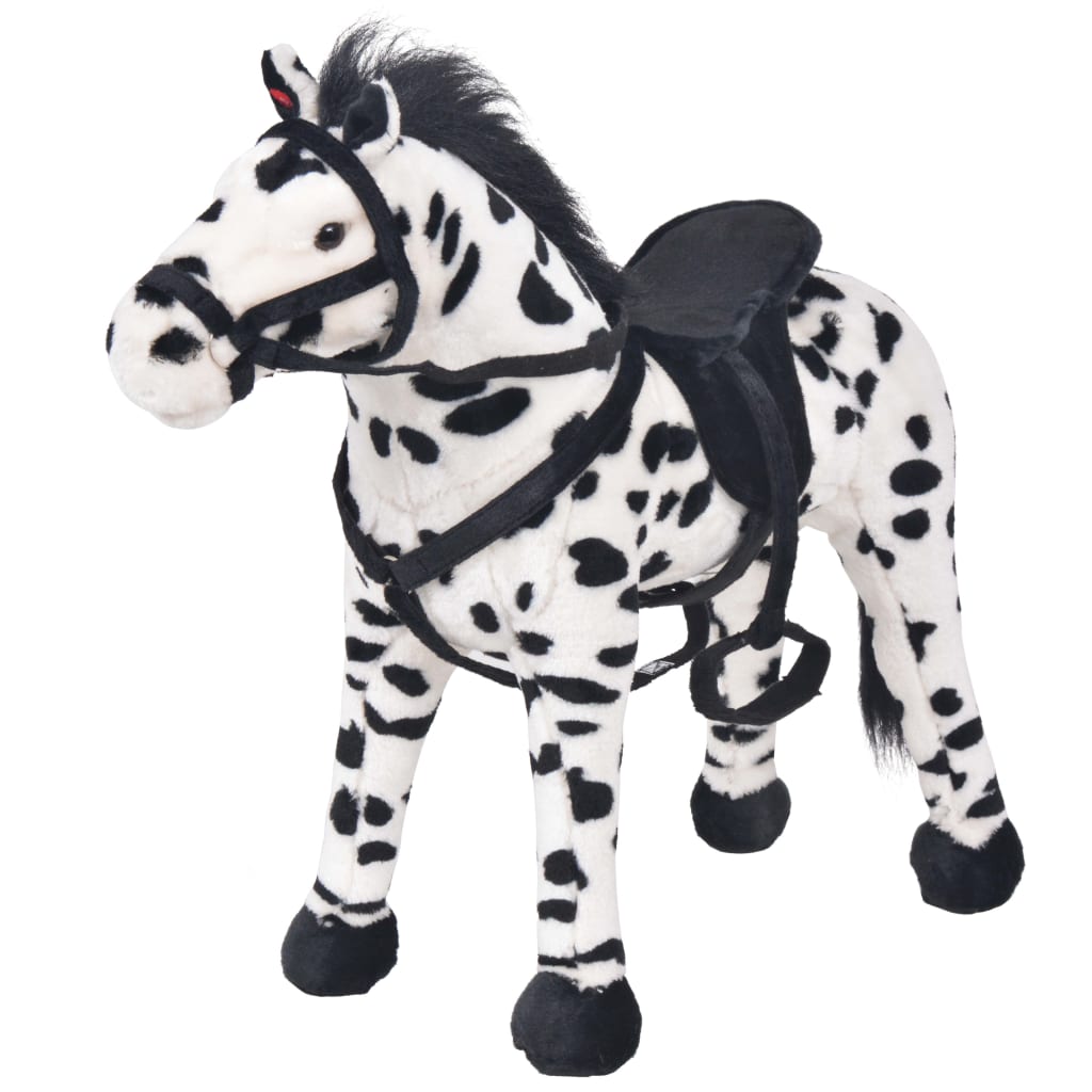 Stojící plyšová hračka, kůň, černobílý, XXL