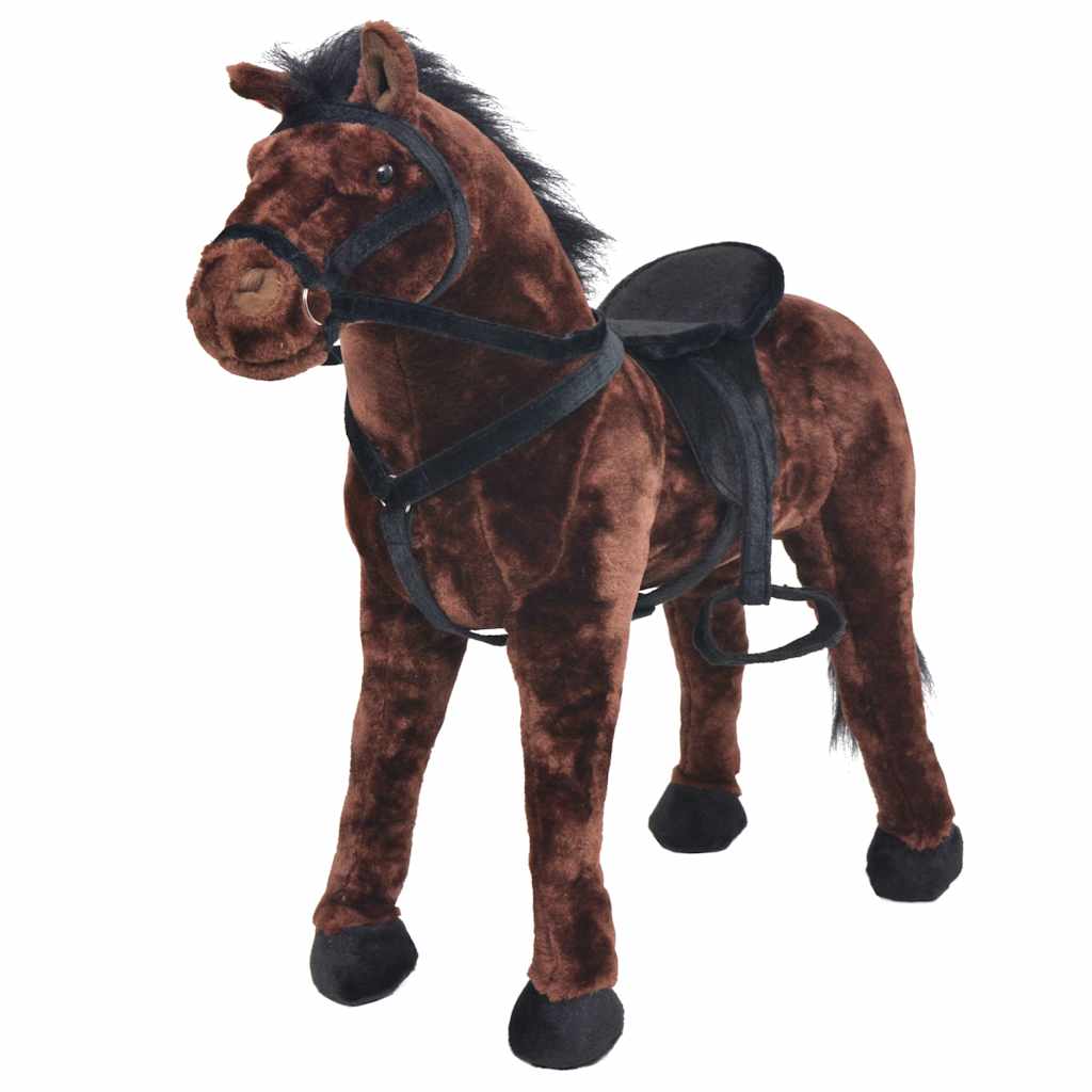 vidaXL Cavalo de montar em peluche castanho escuro XXL