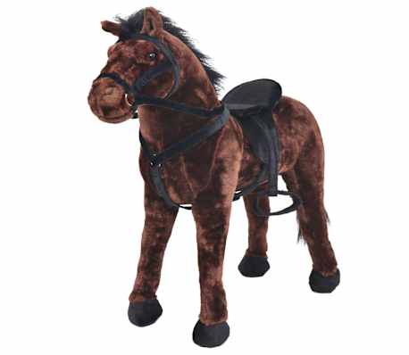 vidaXL Standing Plush Toy Horse Dark Brown XXL | vidaXL.co.uk