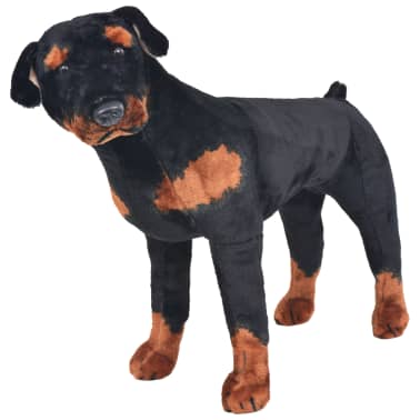 Vidaxl Jouet En Peluche Chien De Race Rottweiler Marron Et