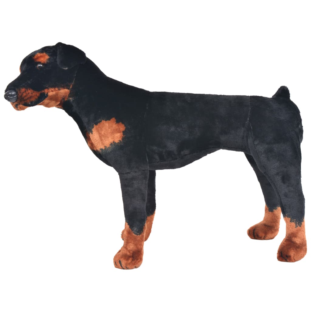 Speelgoedhond rottweiler staand XXL pluche zwart en bruin