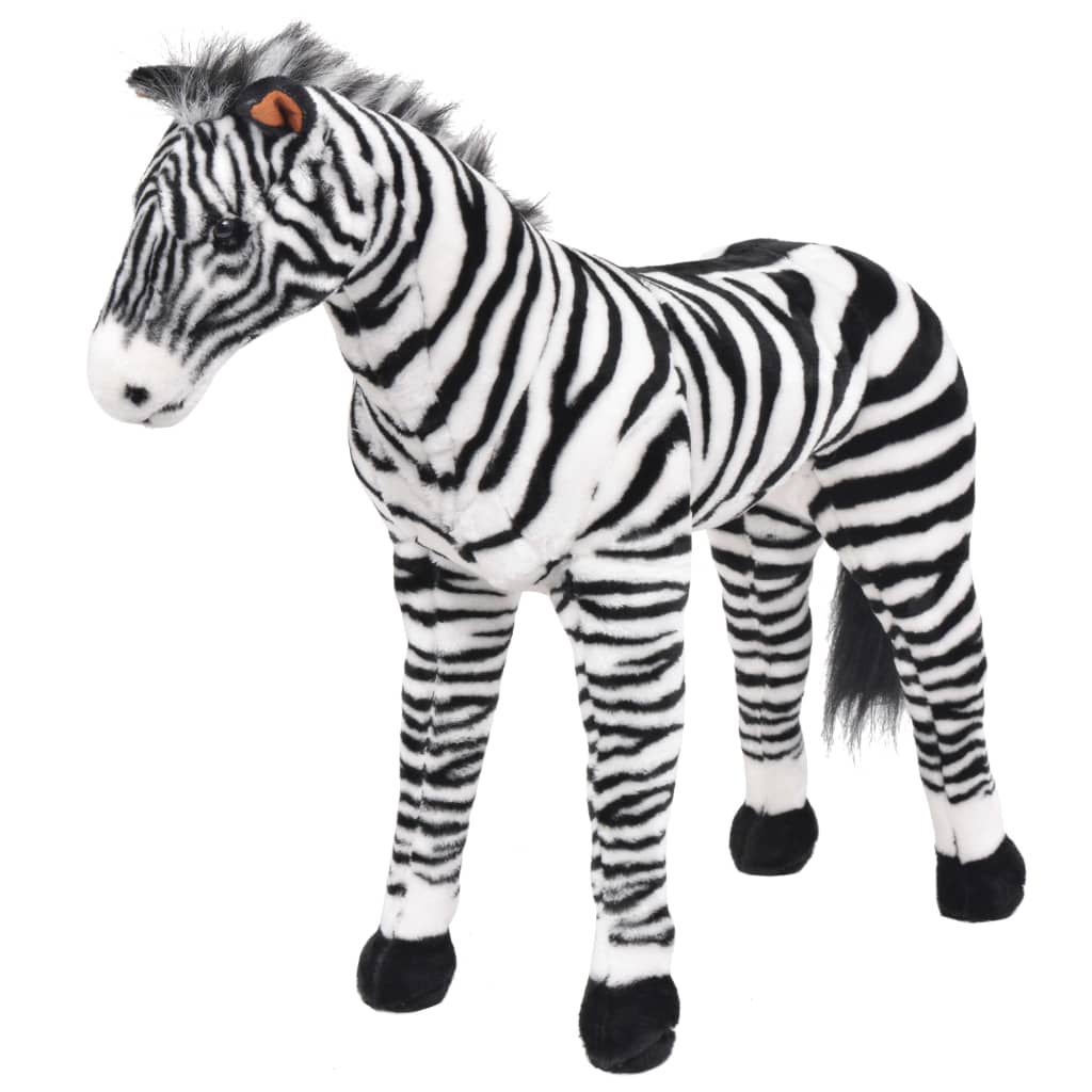 11: vidaXL stående tøjdyr zebra plysstof XXL sort og hvid