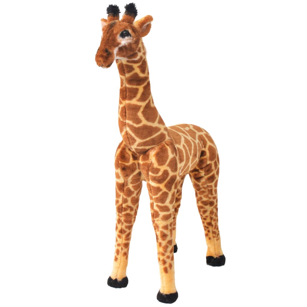 5: vidaXL stående tøjdyr giraf plysstof XXL brun og gul