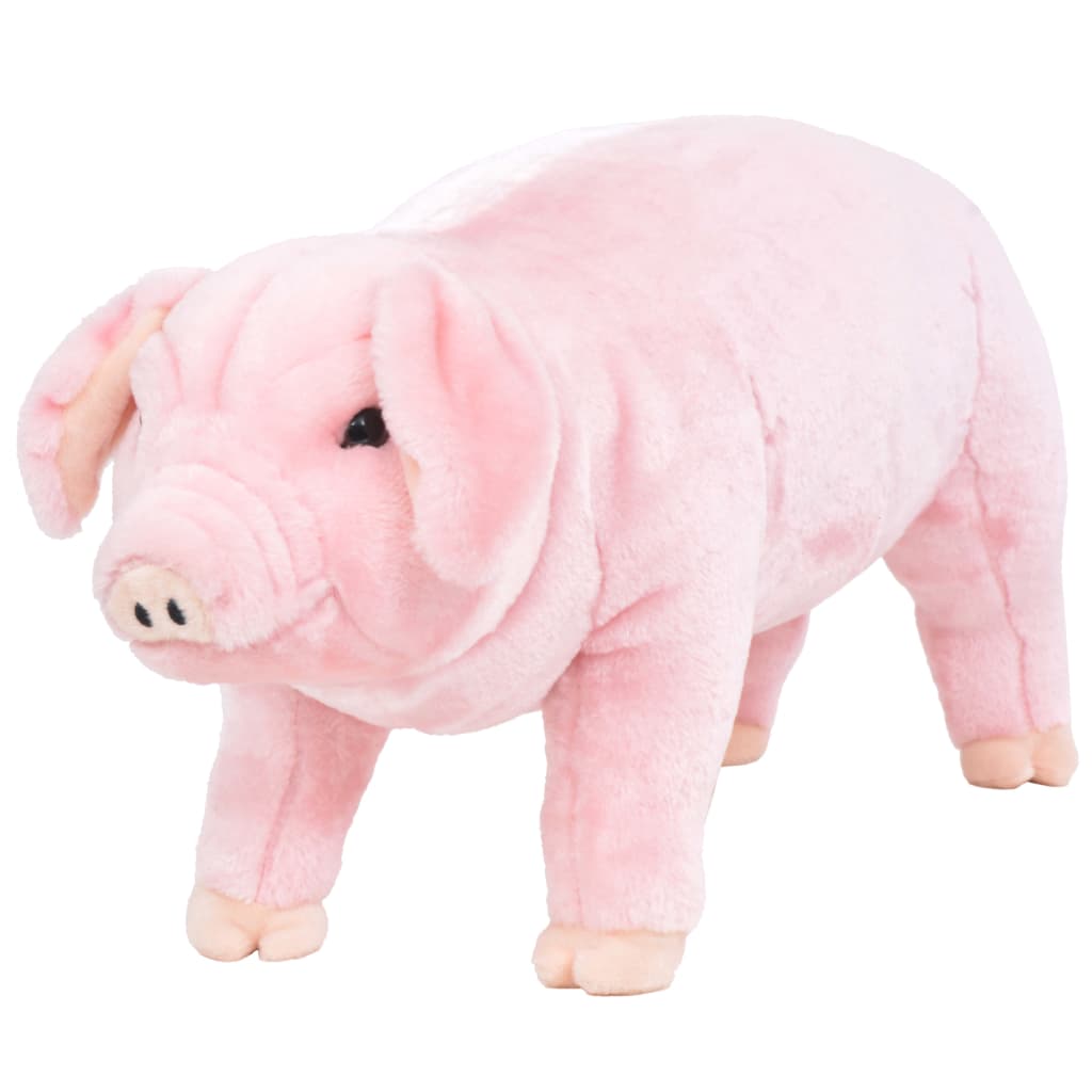10: vidaXL stående tøjdyr gris plysstof XXL lyserød