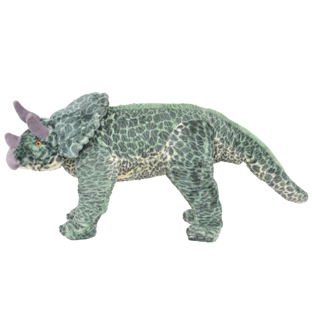 Vidaxl Jucarie Din Plus Dinozaur Triceratops In Picioare, Verde, Xxl