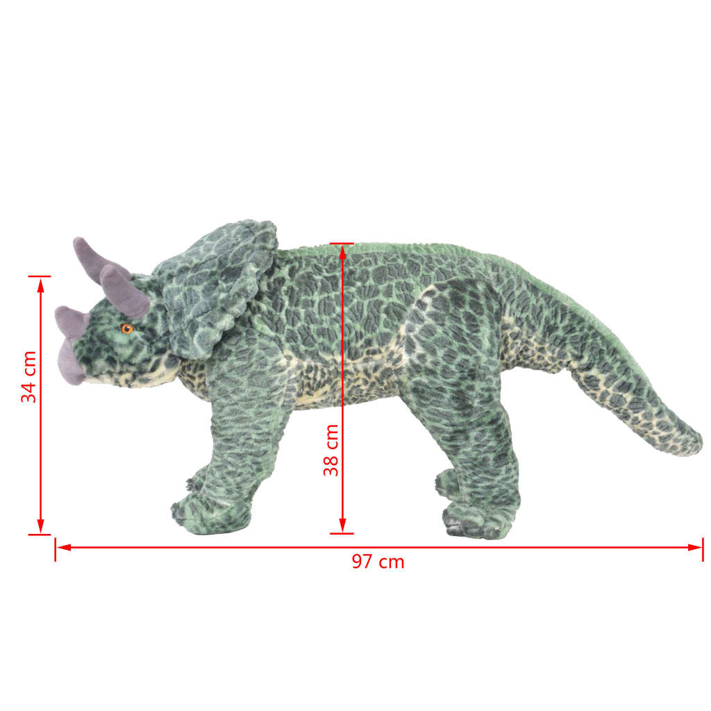  Stojaca plyšová hračka dinosaurus Triceratops zelený XXL