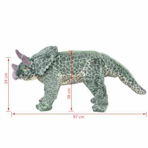 Stojící plyšová hračka dinosaurus triceratops zelený XXL - obrázek 5