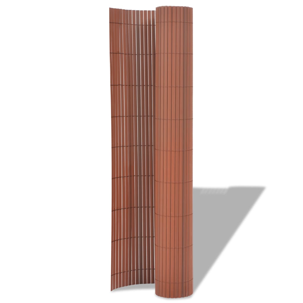 vidaXL Gard de grădină cu două fețe, maro, 90 x 300 cm, PVC