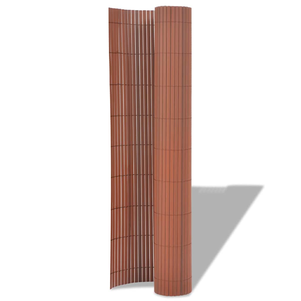 vidaXL Tuinafscheiding dubbelzijdig 90x500 cm PVC bruin afbeelding