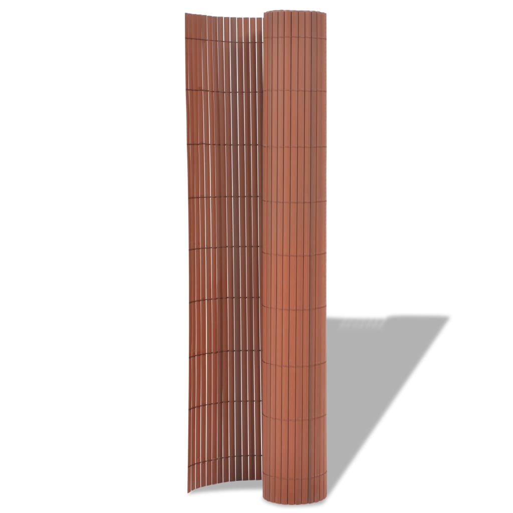 vidaXL Двустранна градинска ограда, PVC, 150x300 см, кафява