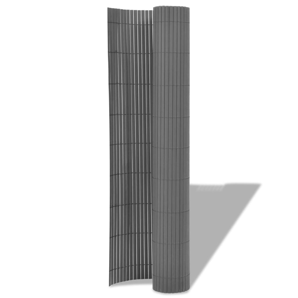 vidaXL Двустранна градинска ограда, PVC, 195x500 см, сива
