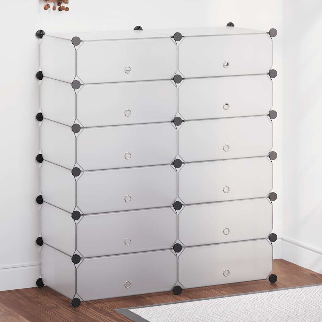 vidaXL Schuh-Organizer Zusammenklappbar mit 12 Fächern Weiß