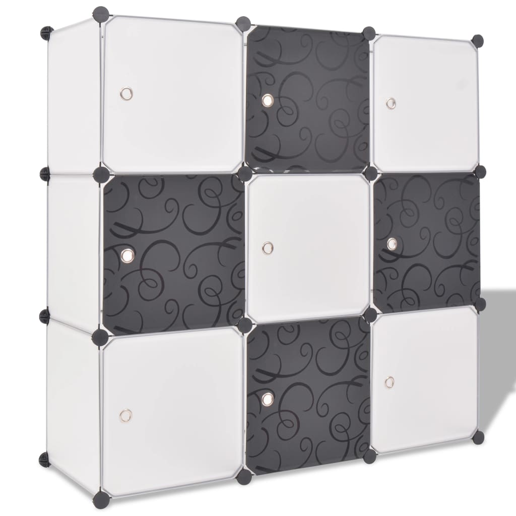 vidaXL opbevaringsskab kubeformet 9 rum sort og hvid