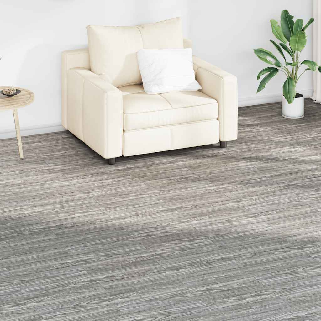vidaXL Itsekiinnittyvä PVC Lattialankku 5,02 m² 2 mm Tummanharmaa