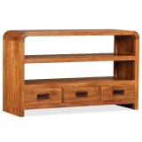 vidaXL Meuble TV Bois massif avec finition en Sesham 90 x 30 x 55 cm