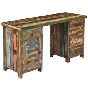 Psací stůl se skříňkami masivní recyklované dřevo 140x50x77 cm - obrázek 14