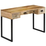 vidaXL Pisalna miza iz mangovega lesa in pravega usnja 117x50x76 cm
