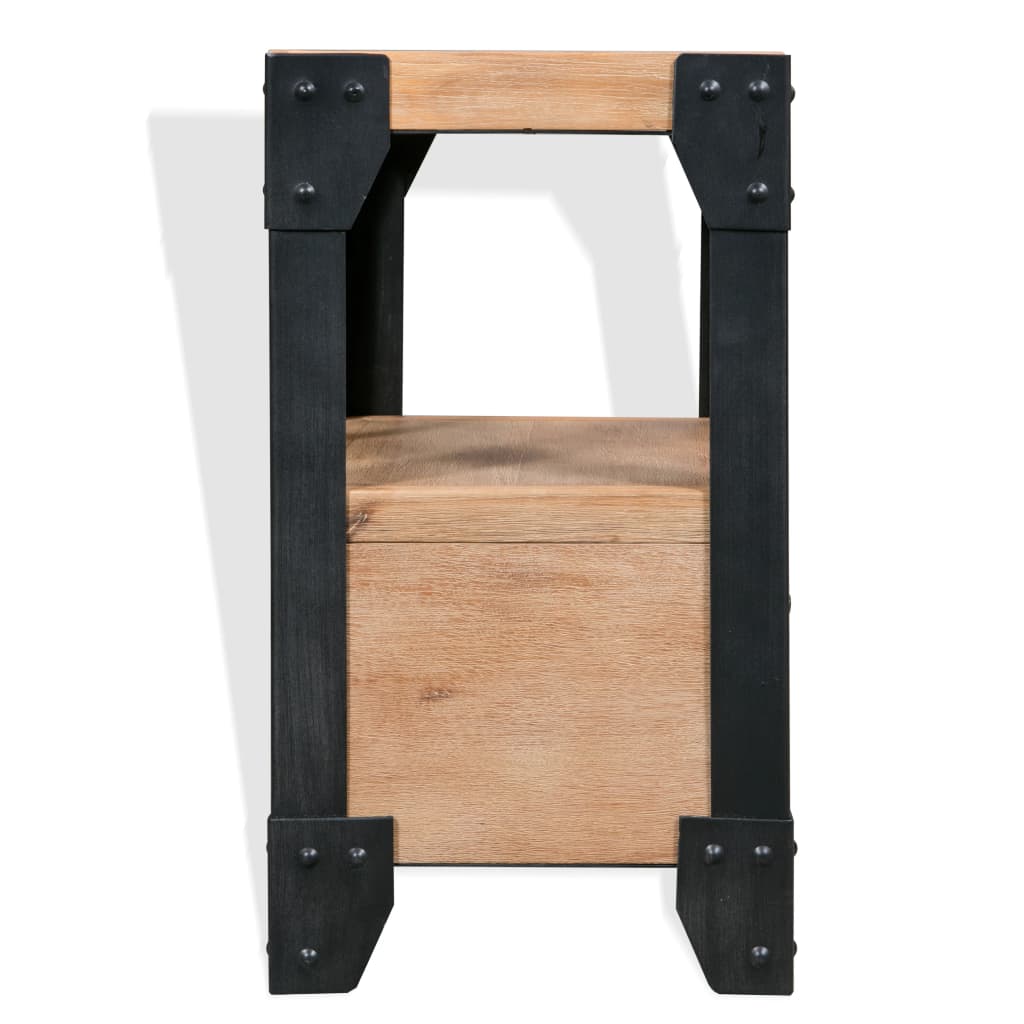  Nočný stolík, masívne akáciové drevo, oceľ, 40x30x54 cm