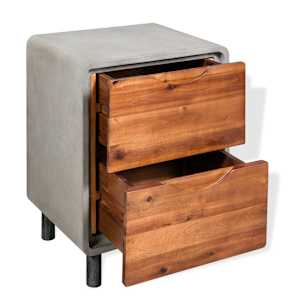 Noční stolek beton a masivní akáciové dřevo 40 x 30 x 50 cm - obrázek 3