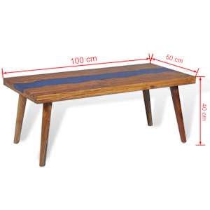 Konferenční stolek, teak a pryskyřice, 100x50x40 cm - obrázek 15