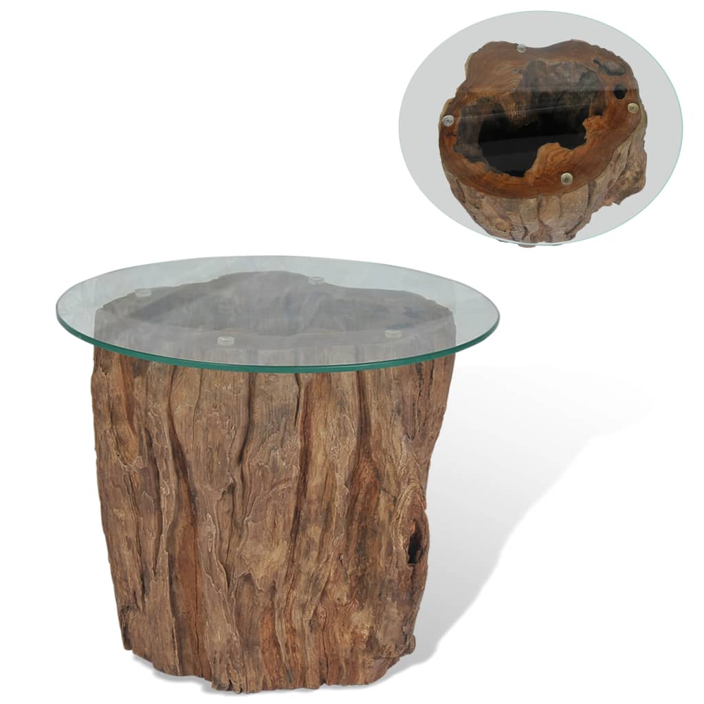 Image of vidaXL Coffee Table Teak Glass 50x40 cm