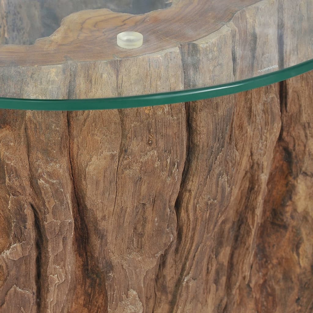 Salontafel 50x40 cm teakhout en glas