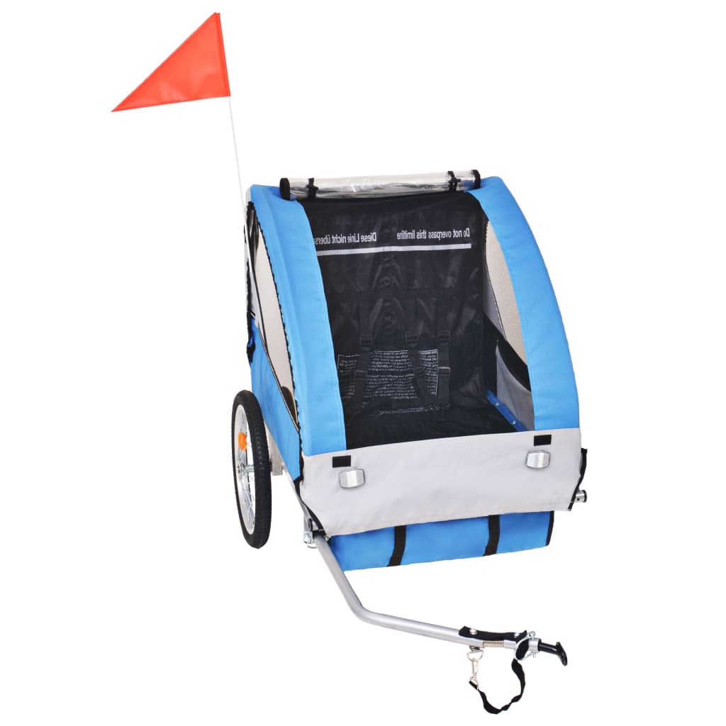 vidaXL Remorcă de bicicletă, gri și albastru, 30 kg
