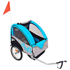 Kolesarska prikolica za otroke siva in modra 30 kg