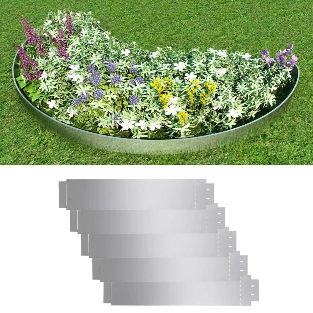 142668 vidaXL Garduri de gazon, 5 buc, oțel galvanizat, 100 x 19 cm