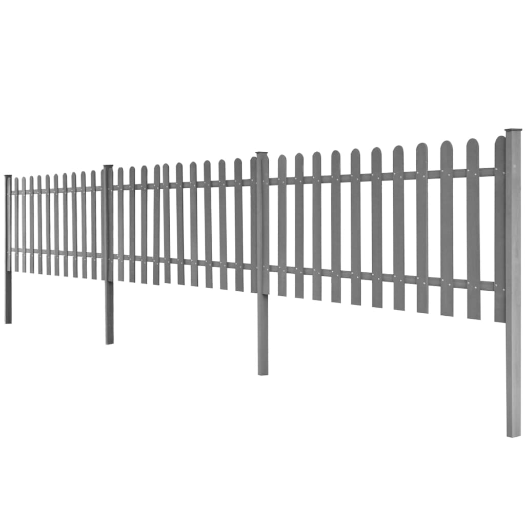 Gard din șipci cu stâlpi, 3 buc., 600×60 cm, WPC