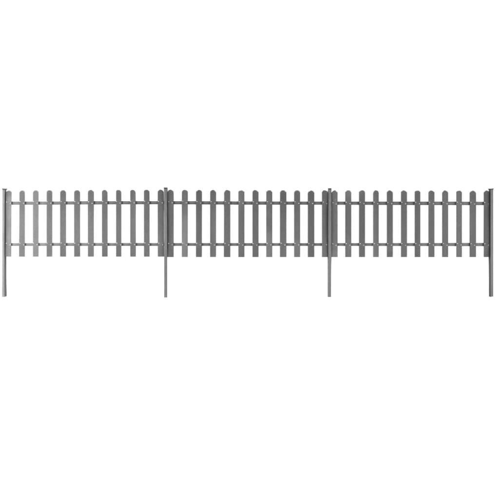 vidaXL Gard din șipci cu stâlpi, 3 buc., 600×80 cm, WPC vidaXL