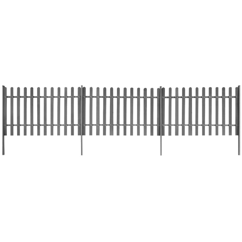 vidaXL Gard din șipci cu stâlpi, 3 buc., 600×100 cm, WPC vidaXL