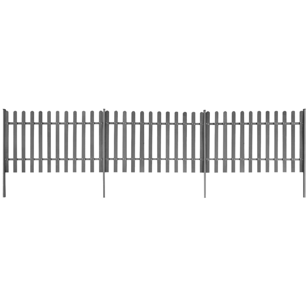 vidaXL Gard din șipci cu stâlpi, 3 buc., 600×120 cm, WPC vidaXL