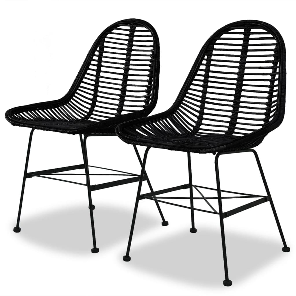 vidaXL Jídelní židle 2 ks černé přírodní ratan