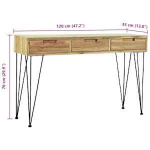 Odkládací stolek, masivní teak, 120x35x76 cm - obrázek 11