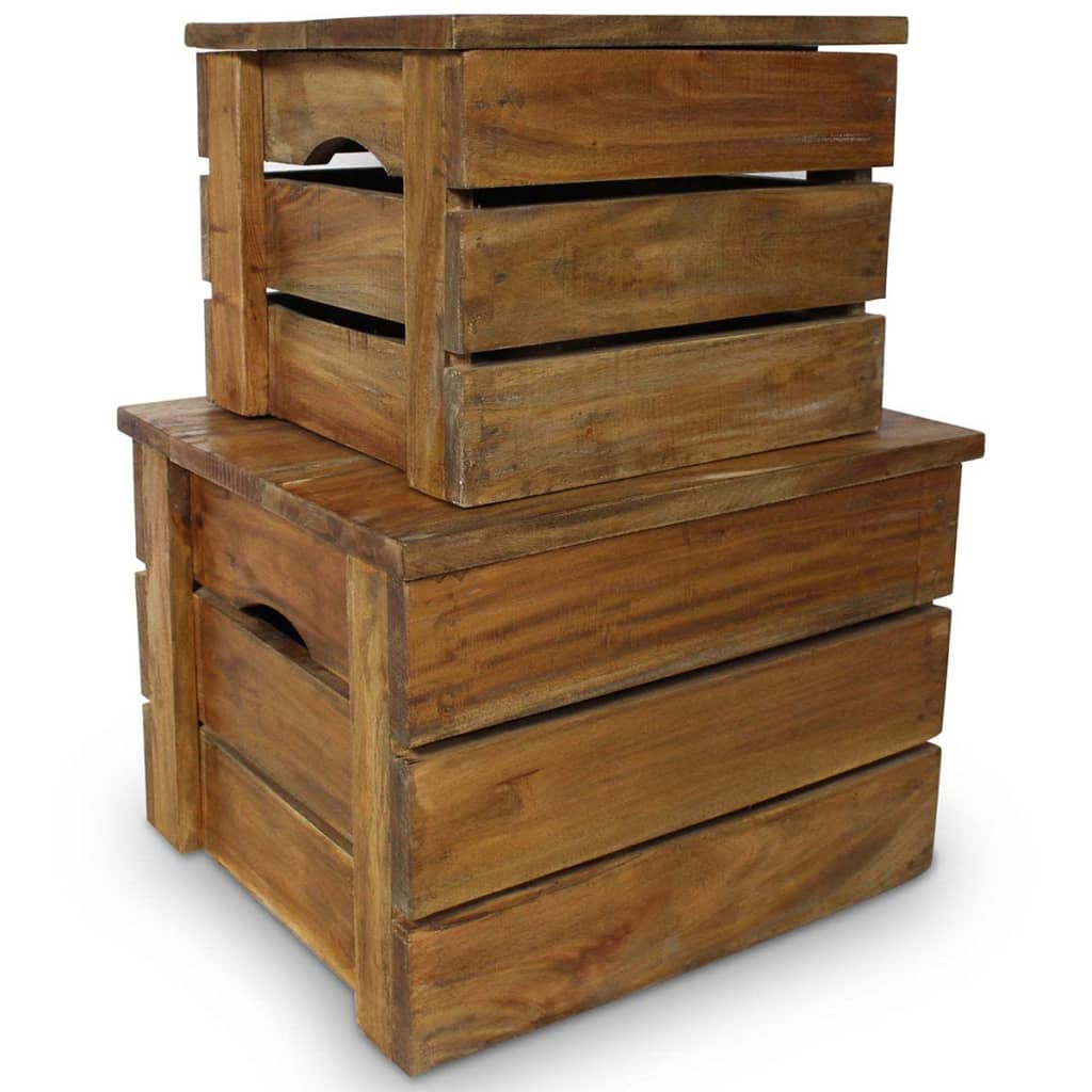 Image of vidaXL Storage Crate Set 2 Pieces Solid Reclaimed Wood