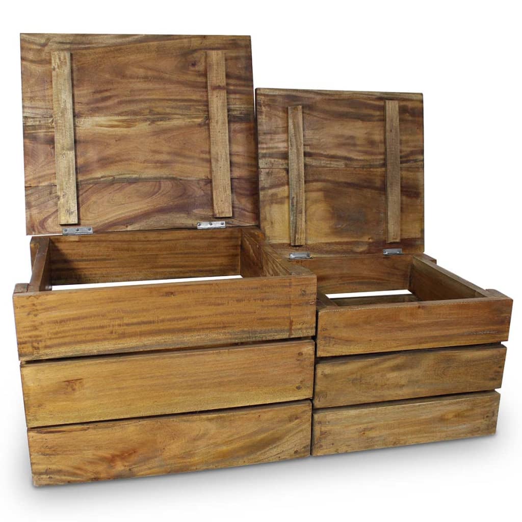 2dílná sada úložných boxů z masivního recyklovaného dřeva
