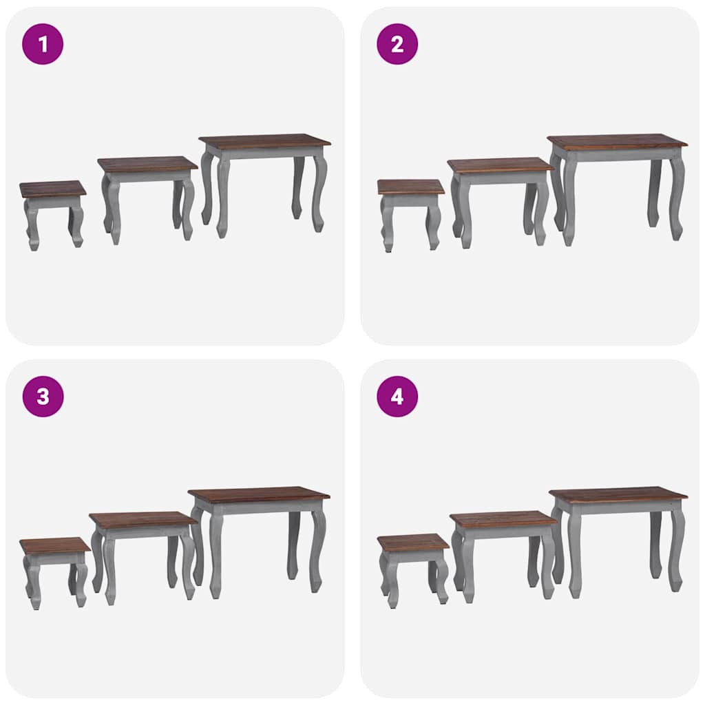 Комплект 3 стифиращи масички, махагоново дърво масив - Image 11