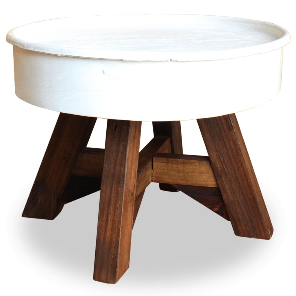 vidaXL Table basse Bois de récupération massif 60 x 45 cm Blanc 