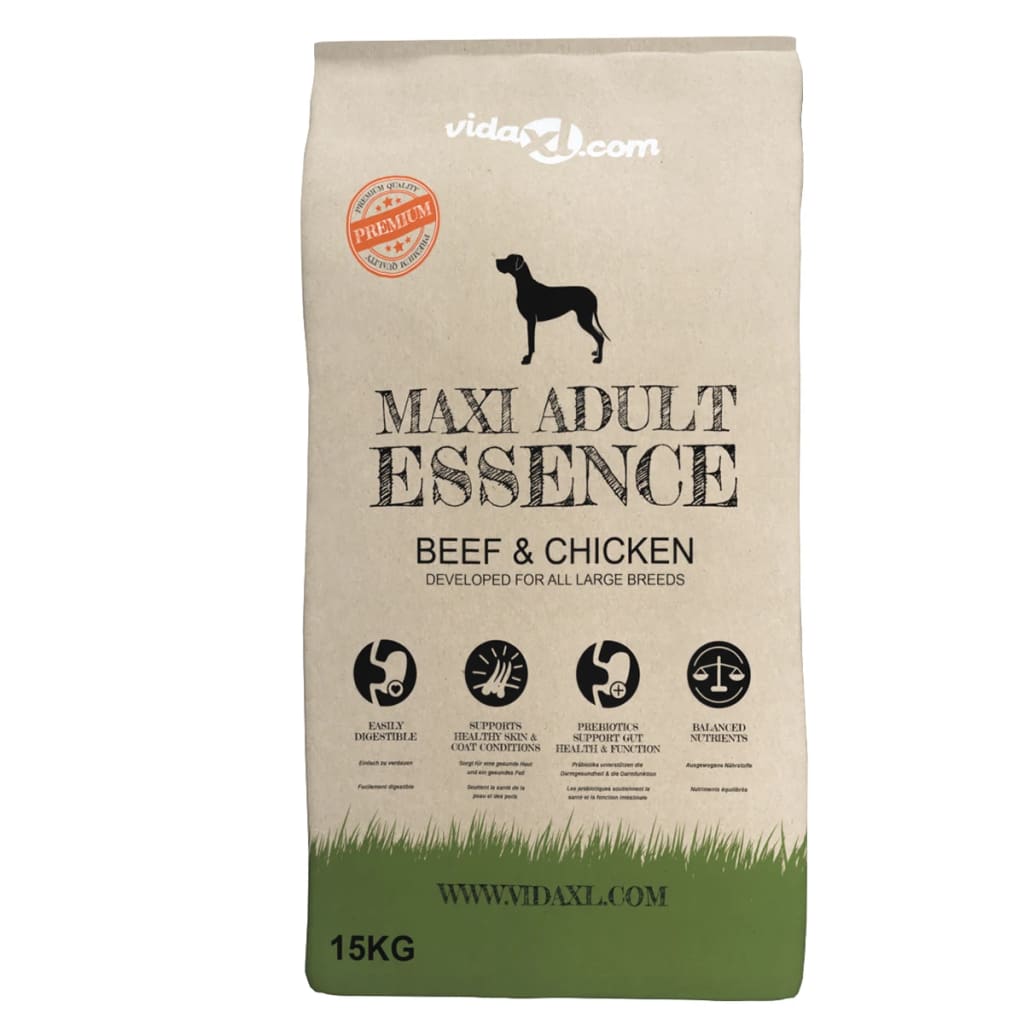 vidaXL Premium hondenvoer droog Maxi Adult Essence Beef & Chicken 15 kg