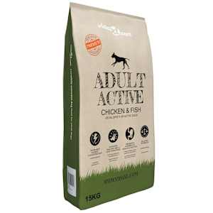 vidaXL koerte kuivtoit Adult Active Chicken & Fish 15 kg