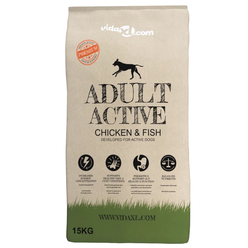 „Adult Active Chicken & Fish” prémium száraz kutyatáp 15 kg 