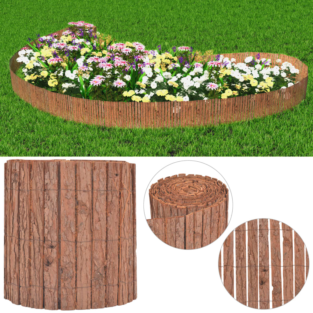 vidaXL Gartenzaun Rinde 1000×30 cm