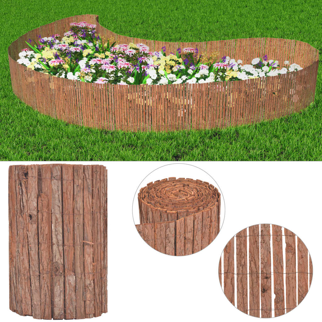 vidaXL Gartenzaun Rinde 1000×50 cm