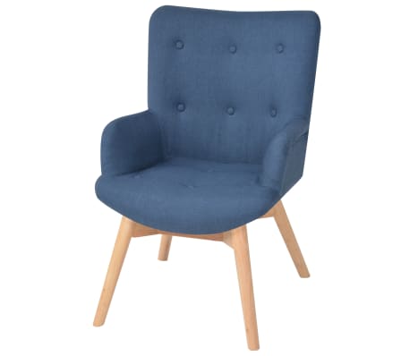 vidaXL Fotel z podnóżkiem, niebieski, tkanina