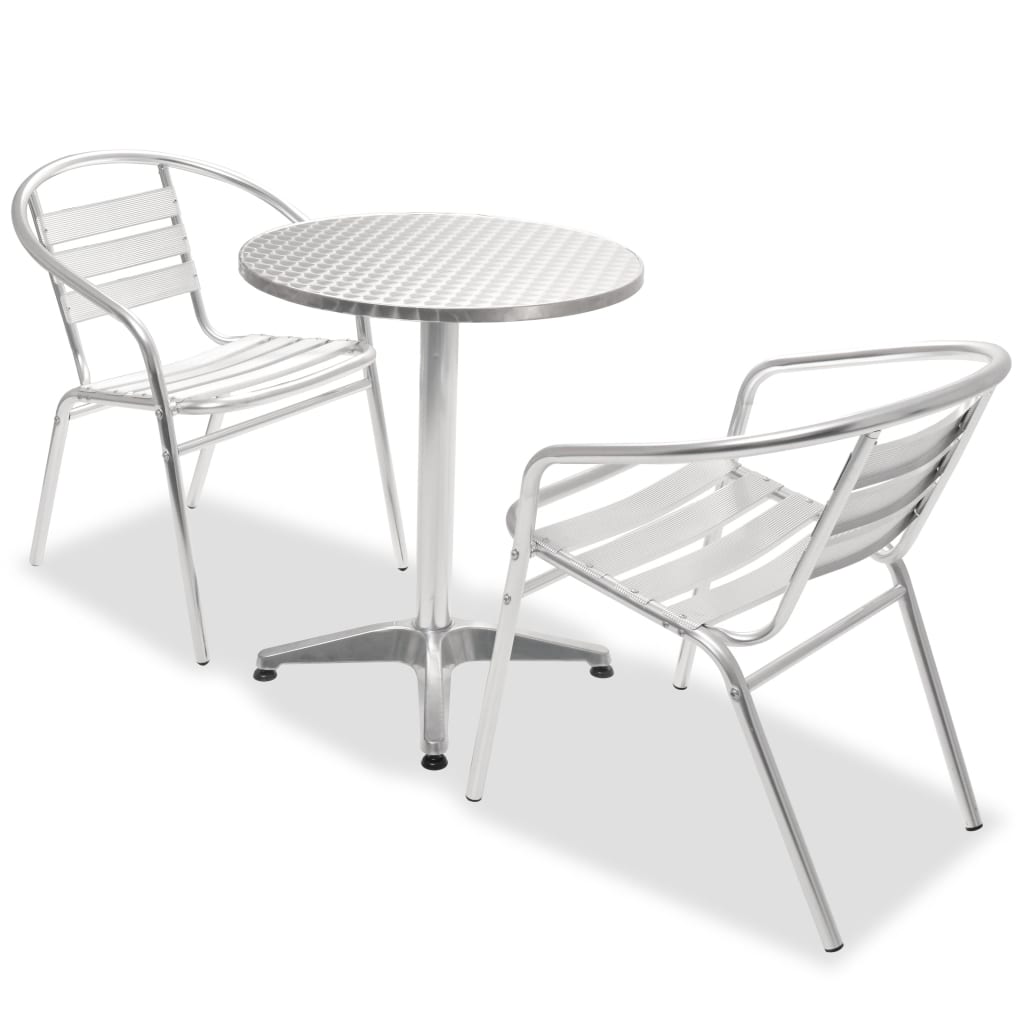 vidaXL Set mobilier bistro cu scaune stivuibile, 3 piese, aluminiu