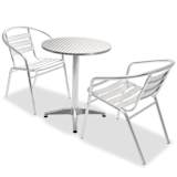 vidaXL Bistro-Set 3-tlg. Runder Tisch und stapelbare Stühle Aluminium