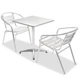 vidaXL Gartenmöbel 3-tlg. Quadr. Tisch & stapelbare Stühle Aluminium