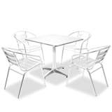 vidaXL Bistro-Set 5-tlg. Quadratischer Tisch und stapelbare Alu-Stühle
